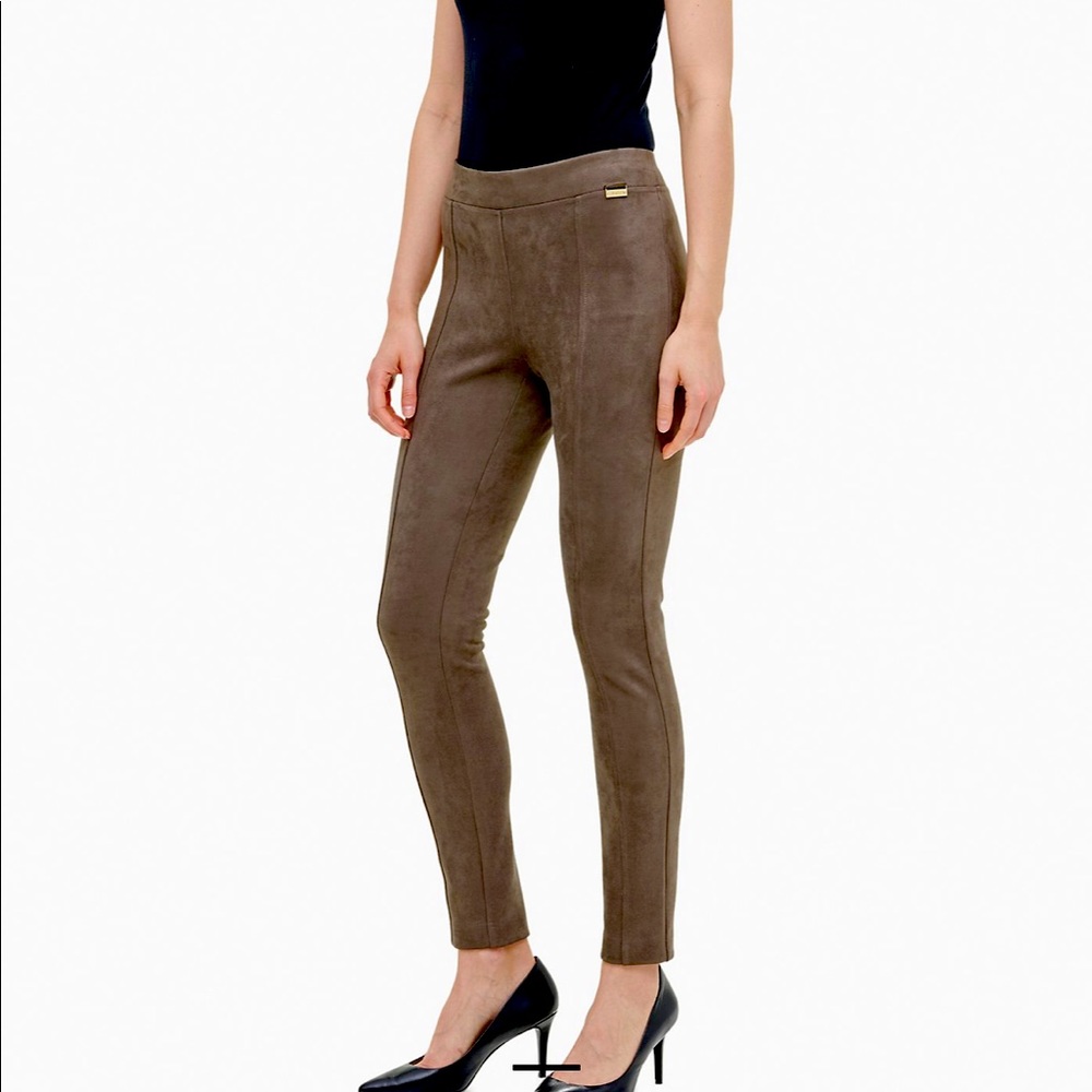 Calvin Klein Faux Suede Pants- Olive